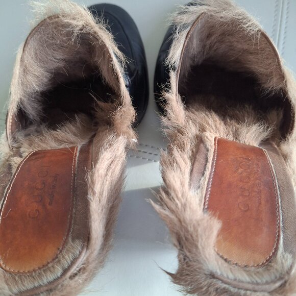 GUCCI Princetown Fur Horsebit Mule Heels Clogs - Picture 12 of 13